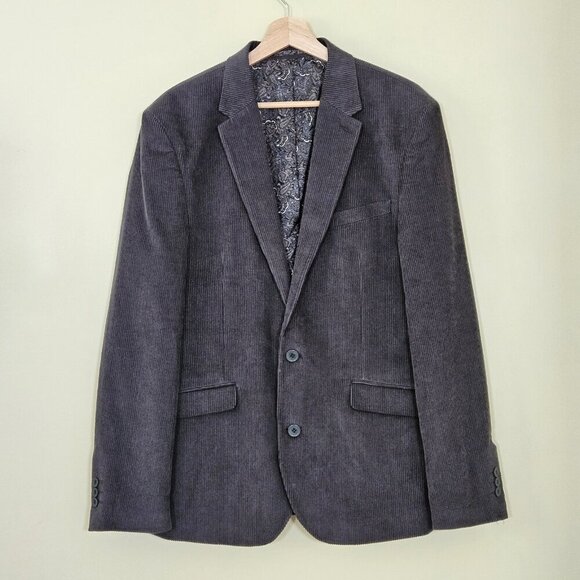 Ed Walters Blazer 42R Gray Corduroy Cotton Sport Coat 2B 1 Vent Academia Preppy - Picture 1 of 16